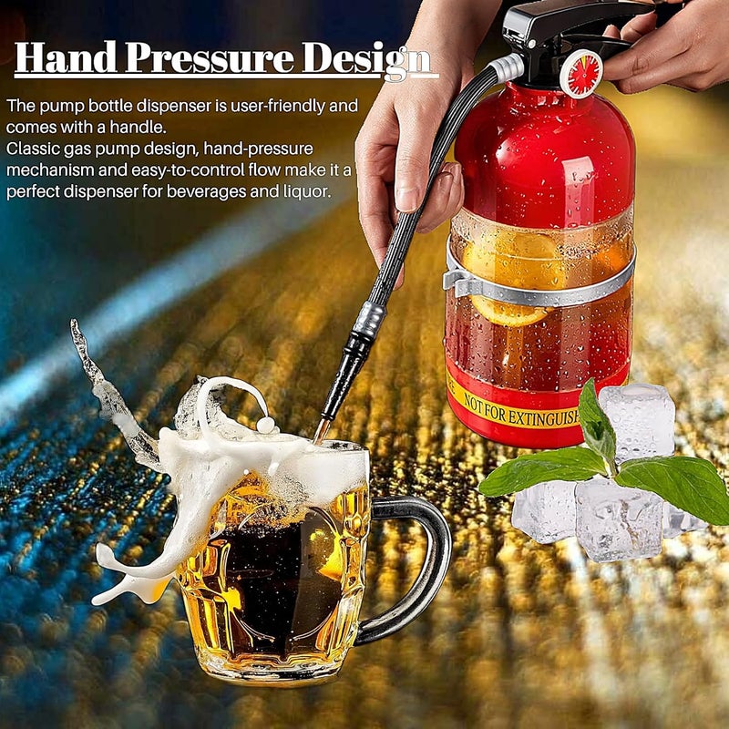 Pursua Liquor Dispenser Funny Extinguisher Shape Liquor Dispenser 2L/70oz Pump Drink Dispensers for Wine, Spirits, Beer and Drinks - Image 4